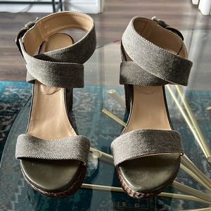 Stuart Weitzman wedge sandals I’m khaki green.